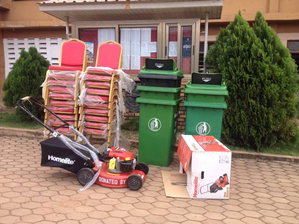 EXECUTIVE CHAIRS,MOWER AND DUSTBINS WERE GIVEN AS DONATION